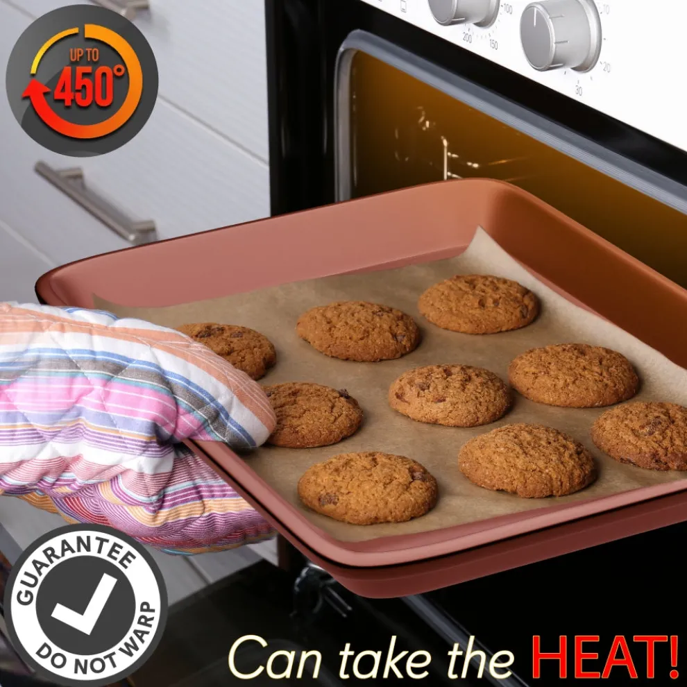 2-Piece Nonstick Cookie Sheets Set, Carbon Steel, Rose Gold