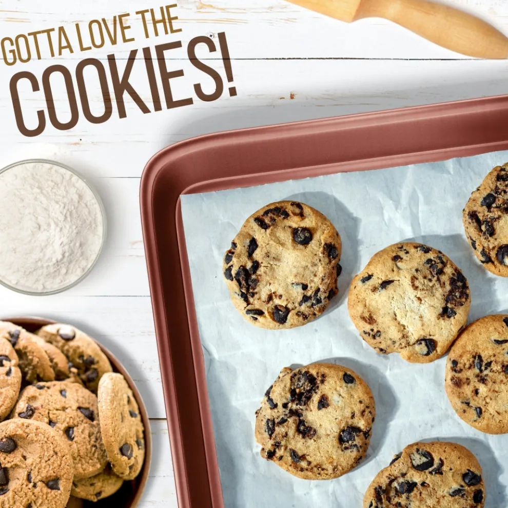 2-Piece Nonstick Cookie Sheets Set, Carbon Steel, Rose Gold
