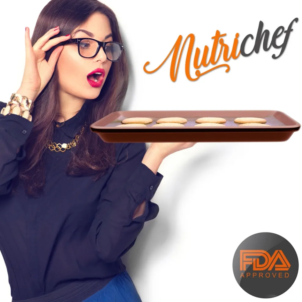 2-Piece Nonstick Cookie Sheets Set, Carbon Steel, Rose Gold