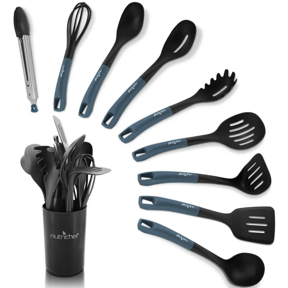 10-Piece Non-Stick Silicone Utensils Set - Heat Resistant, Blue