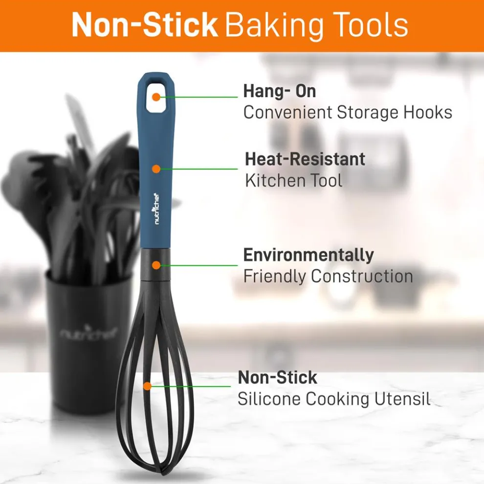 10-Piece Non-Stick Silicone Utensils Set - Heat Resistant, Blue