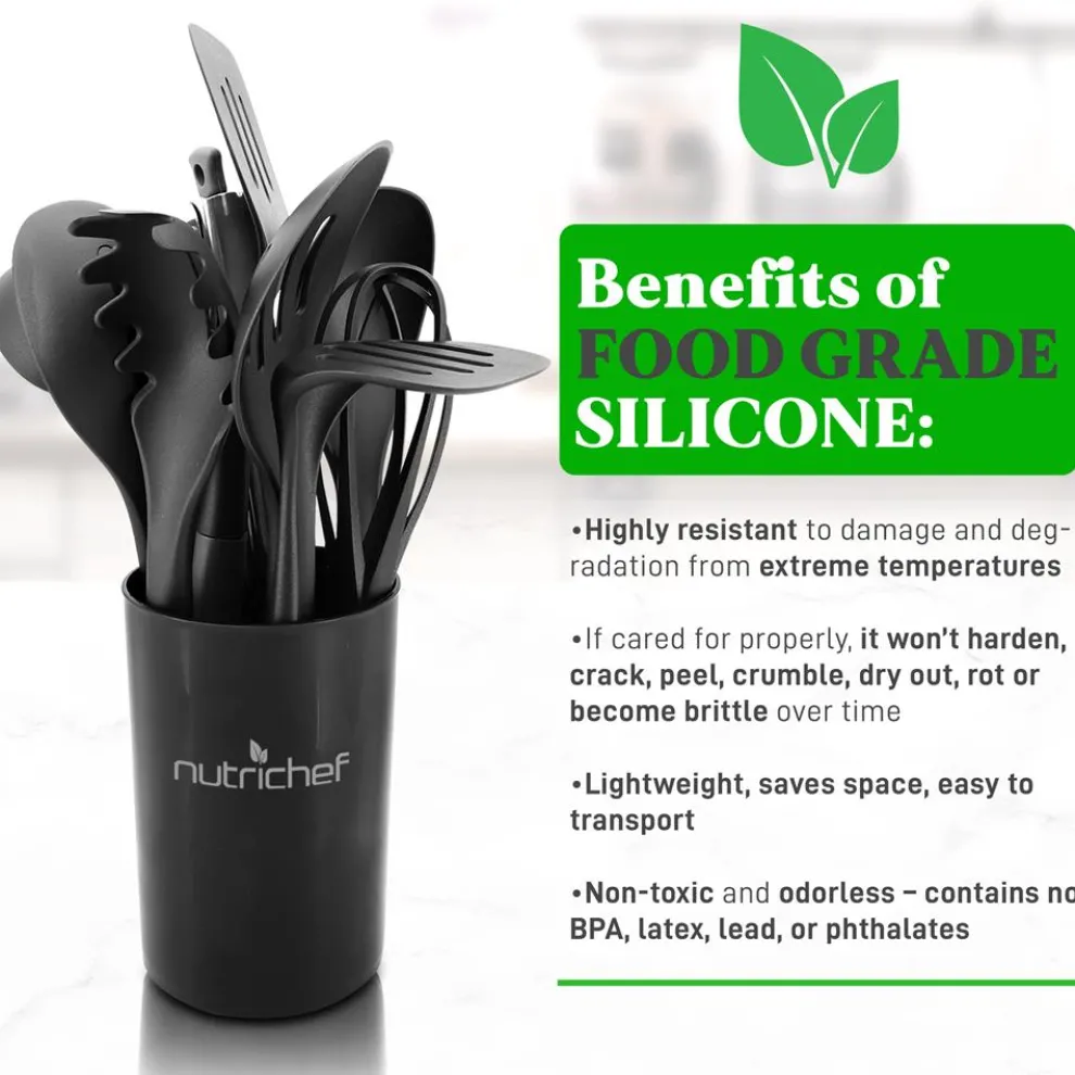 10-Piece Non-Stick Silicone Utensils Set - Heat Resistant, Blue