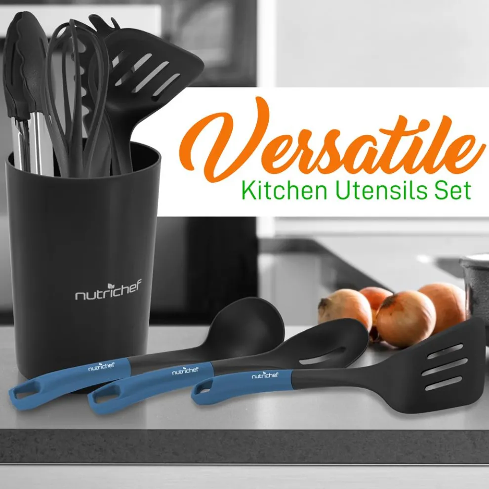 10-Piece Non-Stick Silicone Utensils Set - Heat Resistant, Blue