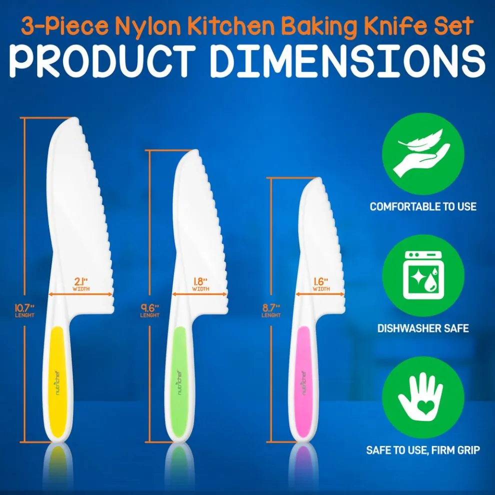 3-Piece Nylon Kitchen Baking Knife Set