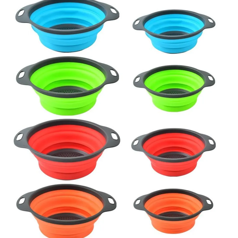 3-Piece Strainer Set, Efficient Drainage, BPA-Free Silicone, Red/Green/Blue