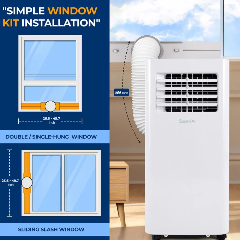 Portable Air Conditioner 8,000 BTU WiFi Dehumidifier, Remote, White