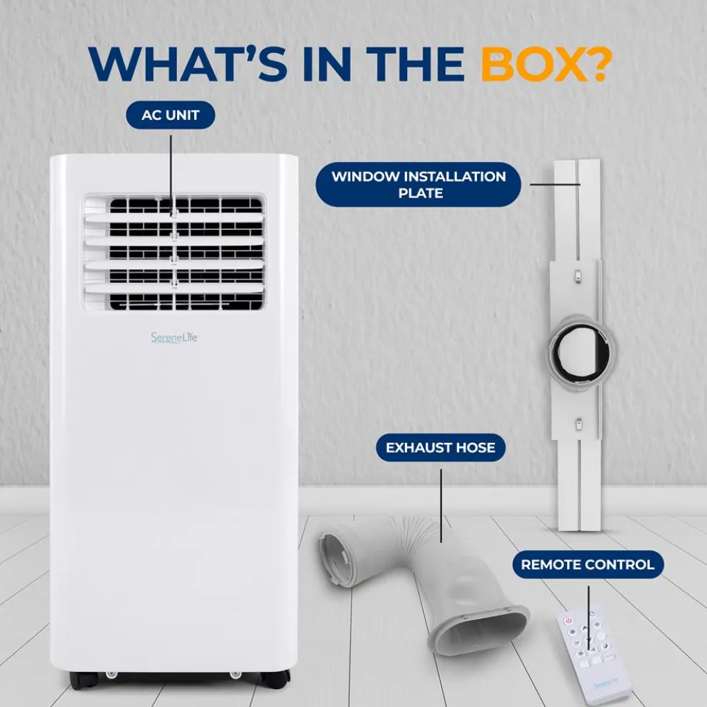 Portable Air Conditioner 8,000 BTU WiFi Dehumidifier, Remote, White