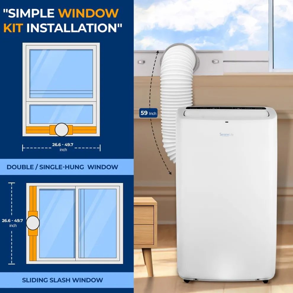 Portable Air Conditioner 14,000 BTU Efficient Cooling Dehumidifier White