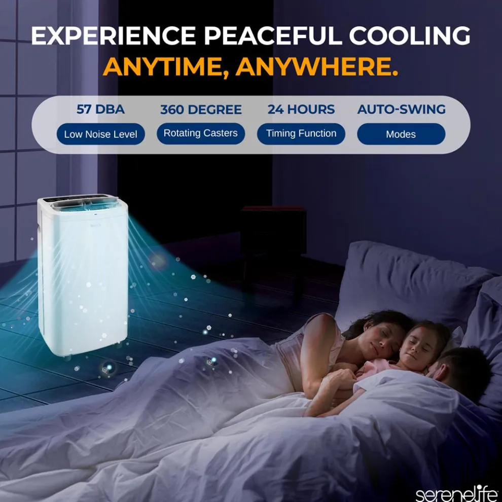 Portable Air Conditioner 14,000 BTU Efficient Cooling Dehumidifier White