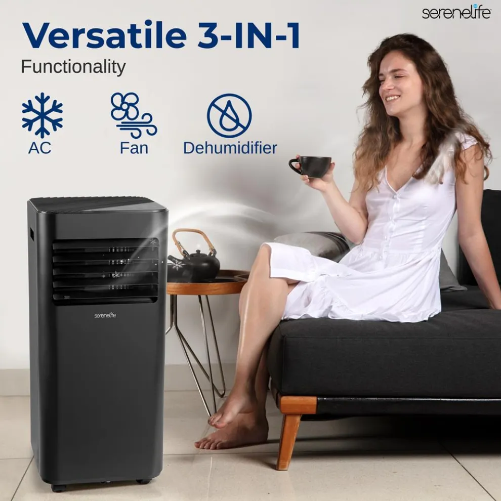 Portable Air Conditioner 8000 BTU Efficient Cooling Dehumidifier White