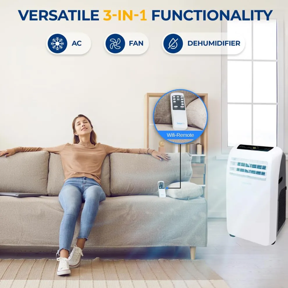 Portable Air Conditioner 10,000 BTU Efficient Cooling Dehumidifier White