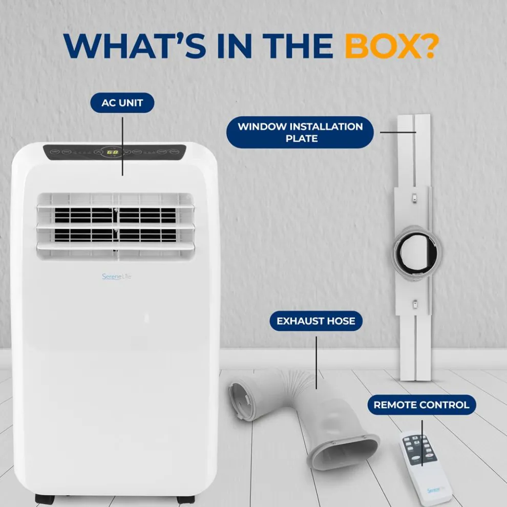 Portable Air Conditioner 12,000 BTU Efficient Cooling/Heating, White