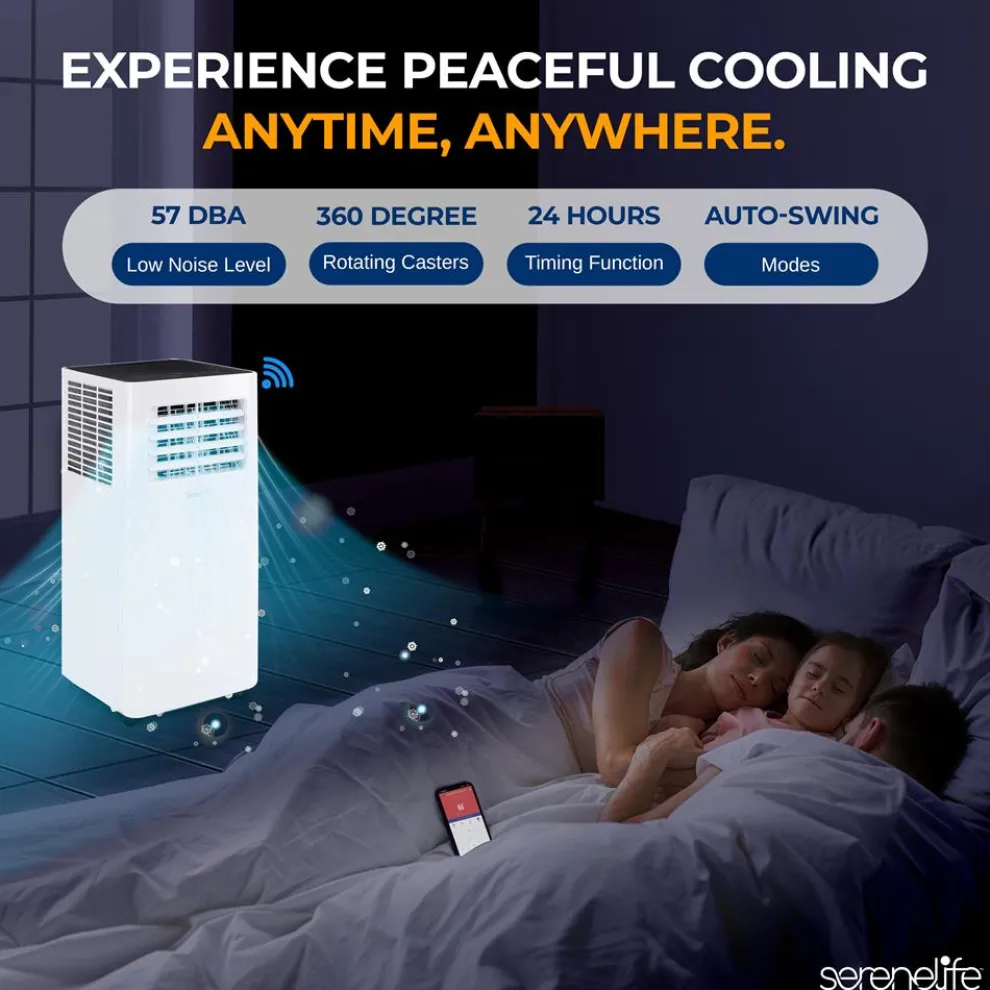 Portable Air Conditioner 10,000 BTU WiFi Control, Dehumidifier, White