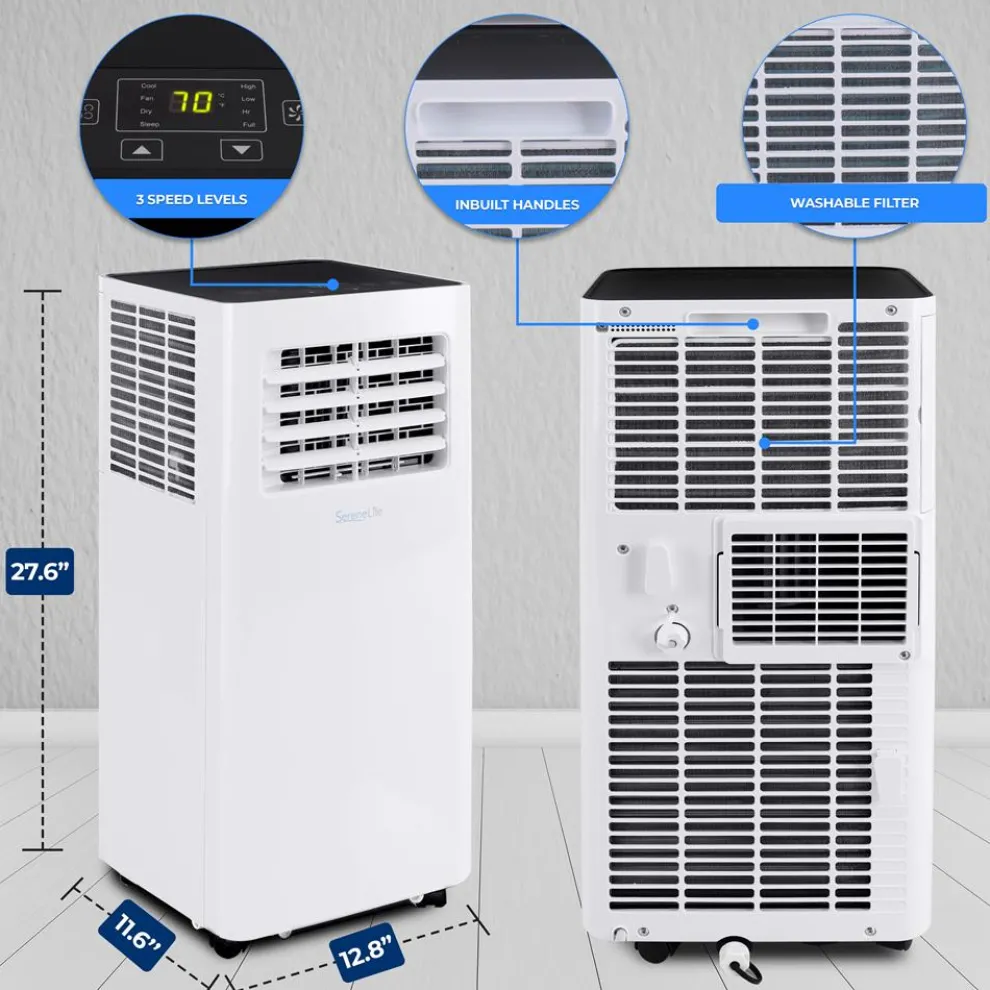 Portable Air Conditioner 10,000 BTU WiFi Control, Dehumidifier, White