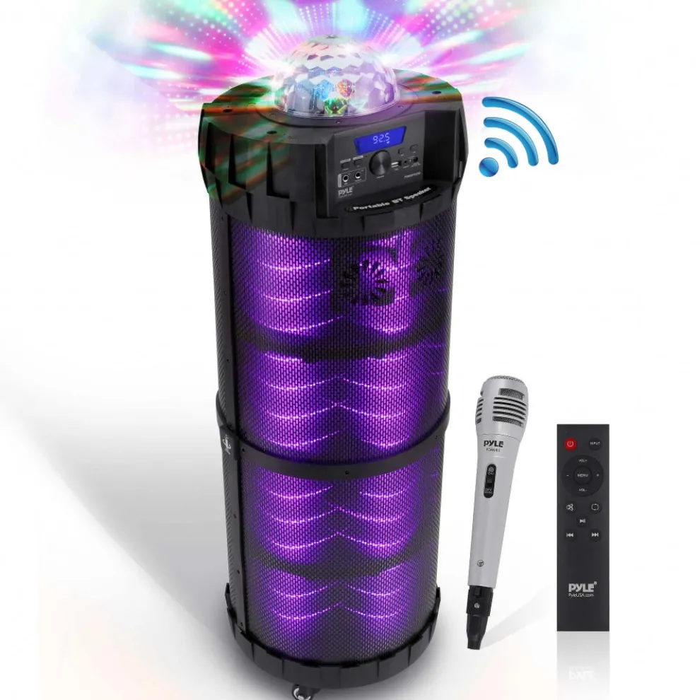Portable Bluetooth PA Speaker 800W, LED Lights, Rechargeable, Karaoke