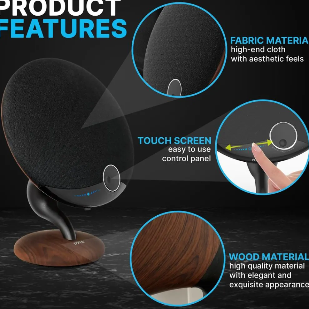 Portable Bluetooth Gramophone Speaker, Super Bass, Built-in Subwoofer, Oak