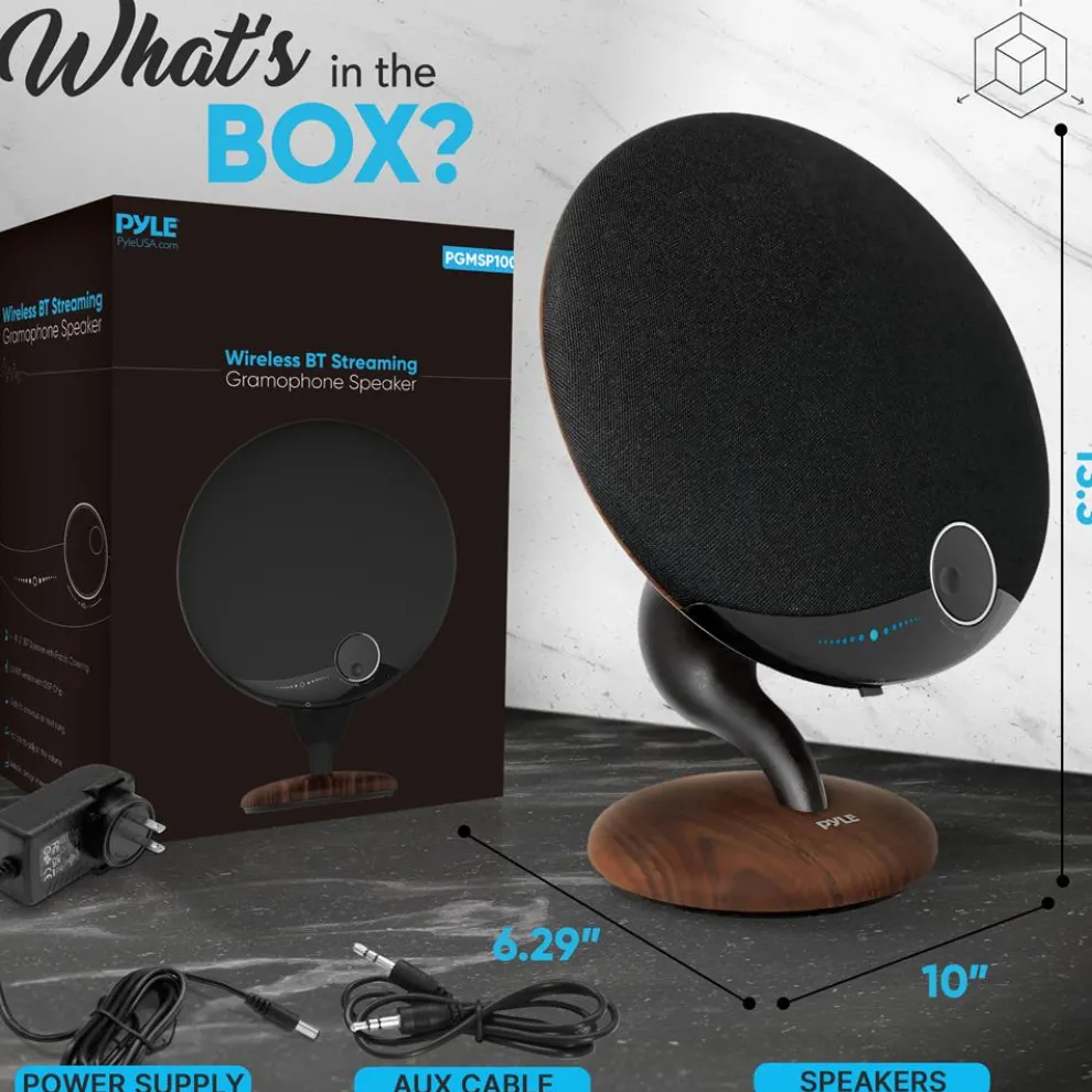 Portable Bluetooth Gramophone Speaker, Super Bass, Built-in Subwoofer, Oak