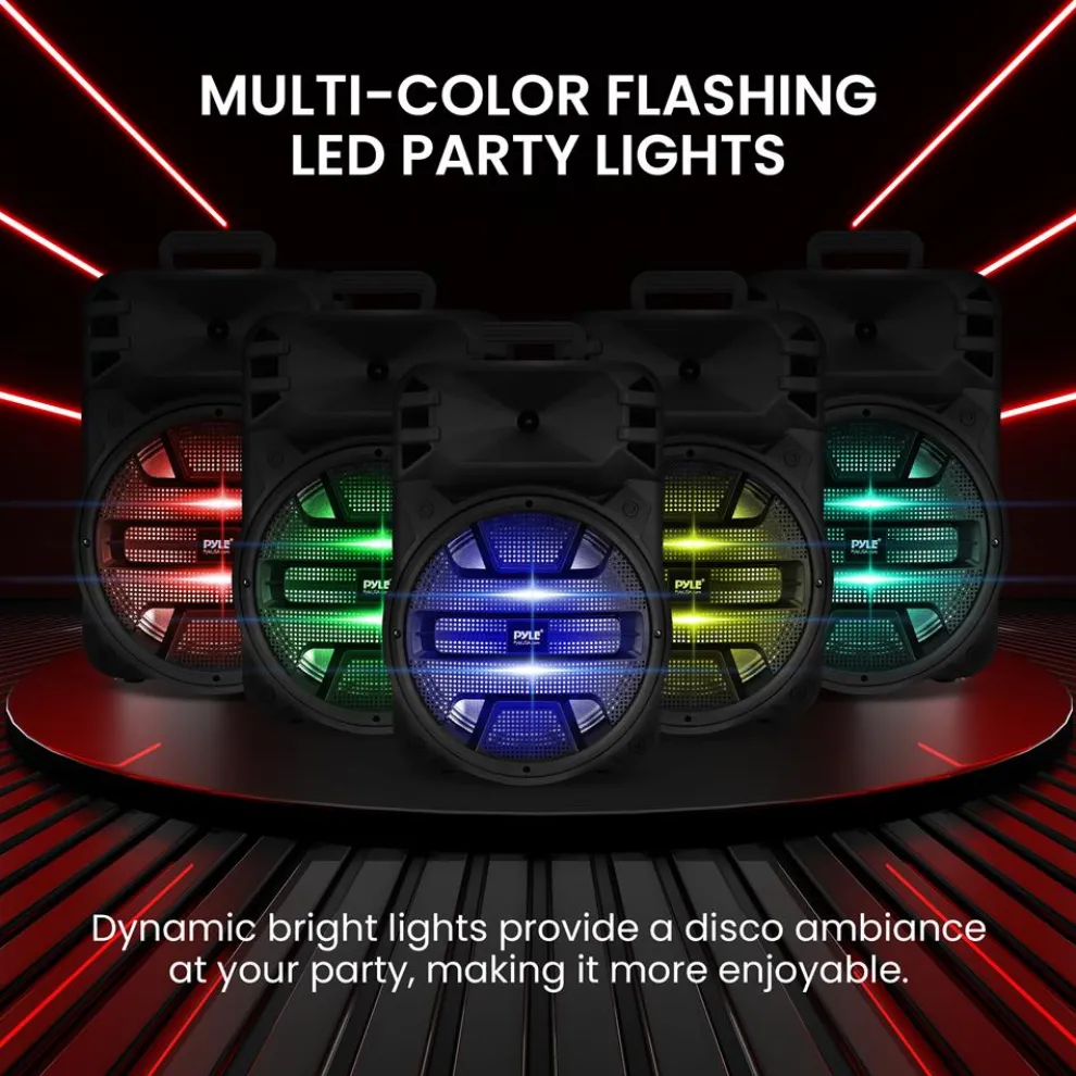 Portable Bluetooth PA Speaker 800W Rechargeable LED Lights