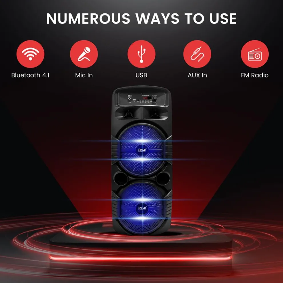 Portable Bluetooth PA Speaker 600W Rechargeable Dual 8
