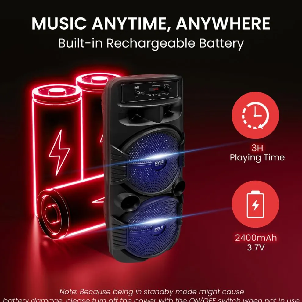 Portable Bluetooth PA Speaker 600W Rechargeable Dual 8