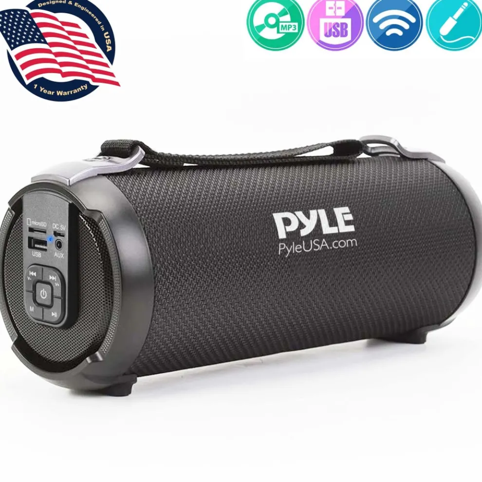 Portable Bluetooth Boombox Speaker - Loud Sound, Rechargeable, Blue