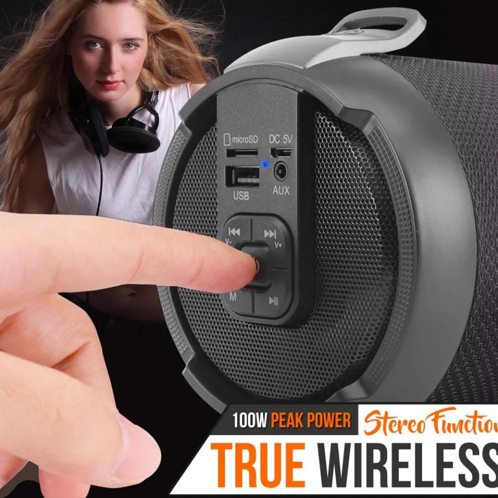 Portable Bluetooth Boombox Speaker - Loud Sound, Rechargeable, Blue