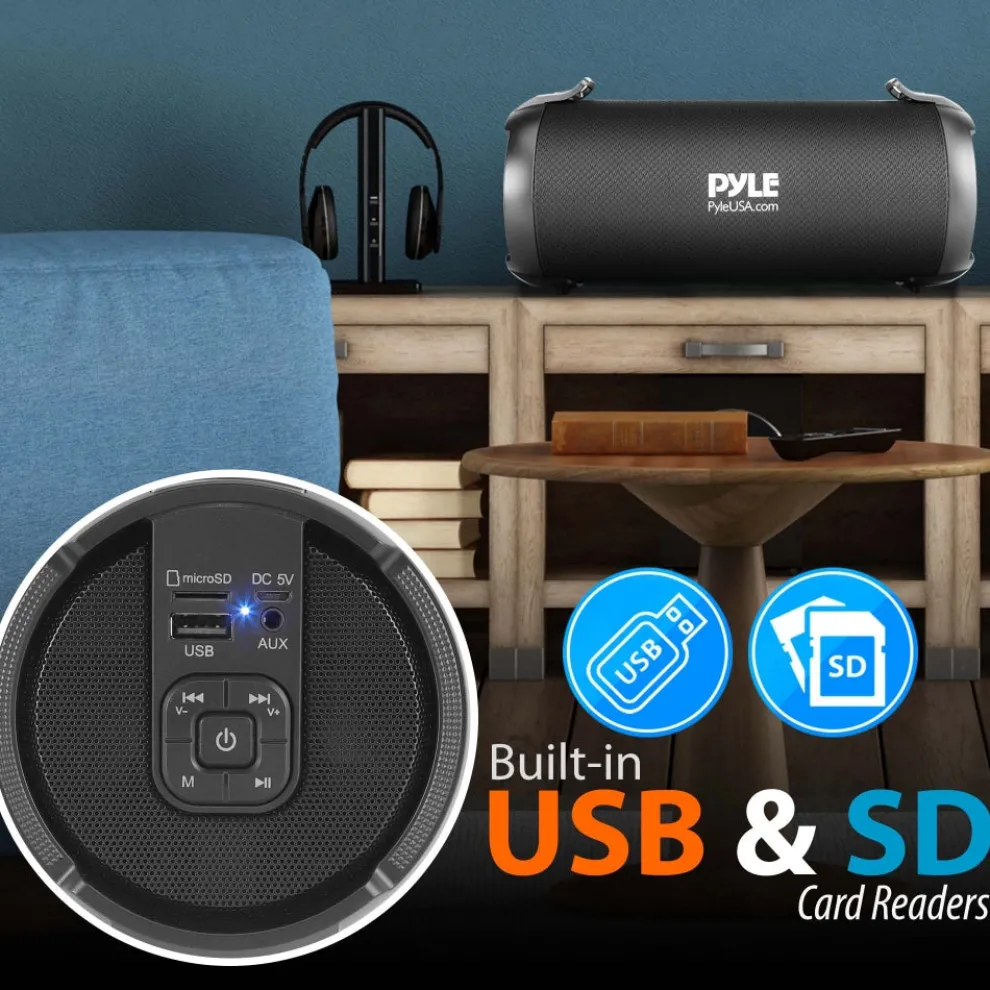 Portable Bluetooth Boombox Speaker - Loud Sound, Rechargeable, Blue