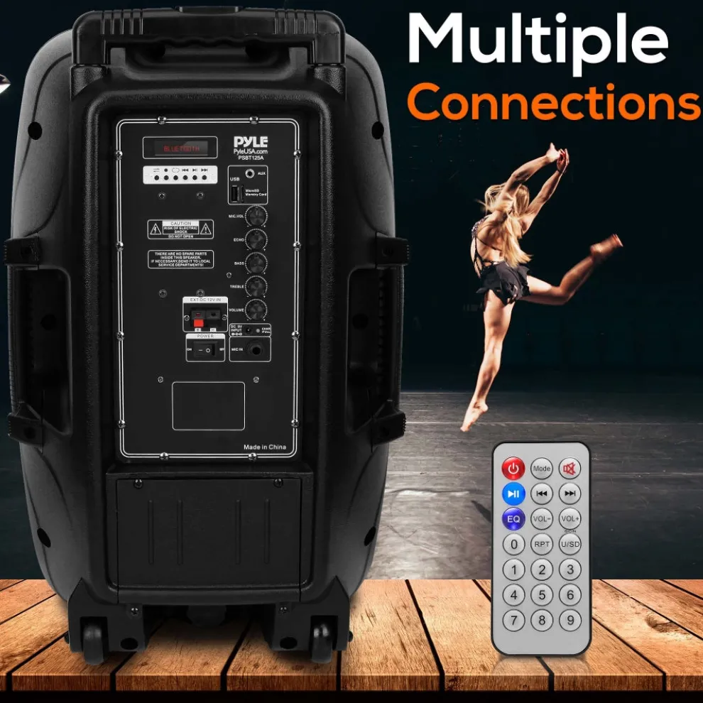 Portable Bluetooth PA Speaker 1200W Rechargeable Battery 12