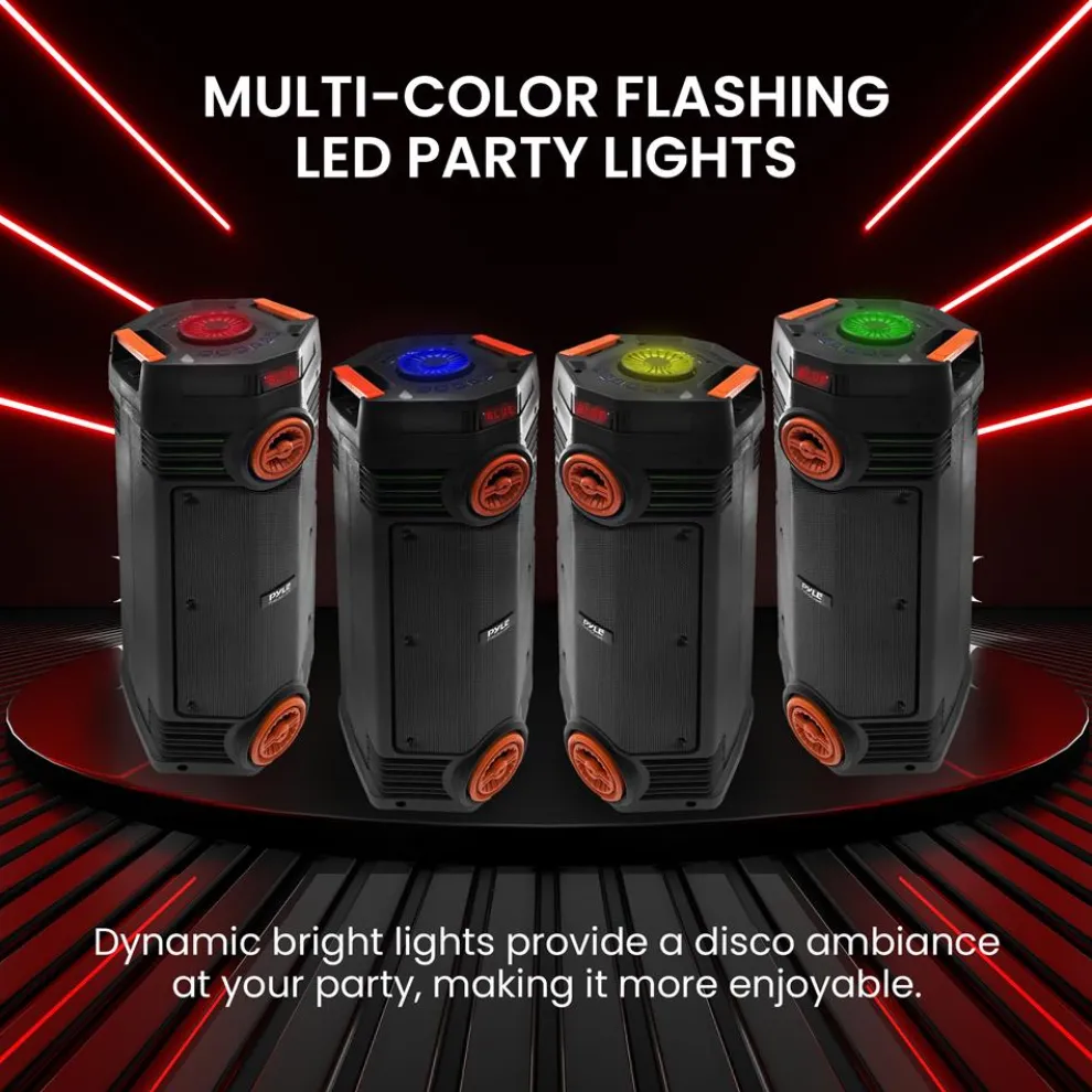 Portable Bluetooth PA Speaker 300W Rechargeable LED Lights Indoor/Outdoor