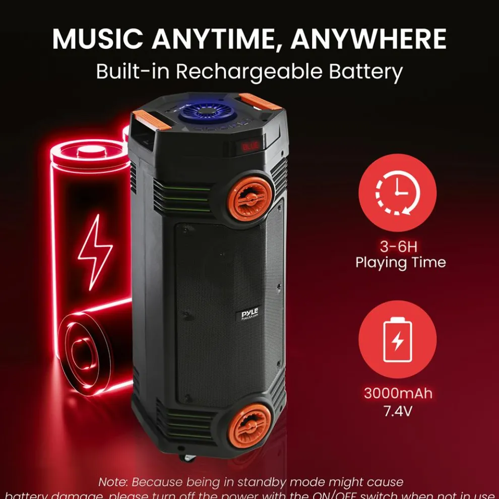 Portable Bluetooth PA Speaker 300W Rechargeable LED Lights Indoor/Outdoor