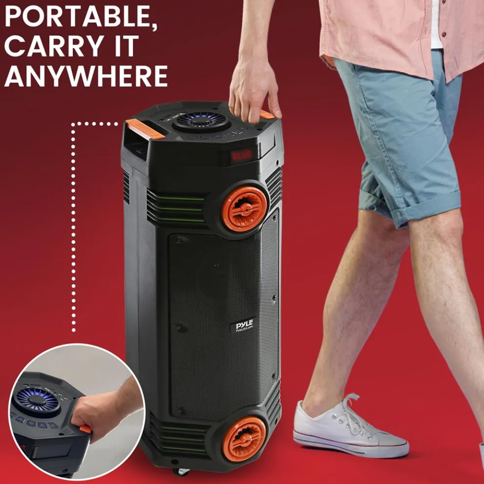 Portable Bluetooth PA Speaker 300W Rechargeable LED Lights Indoor/Outdoor