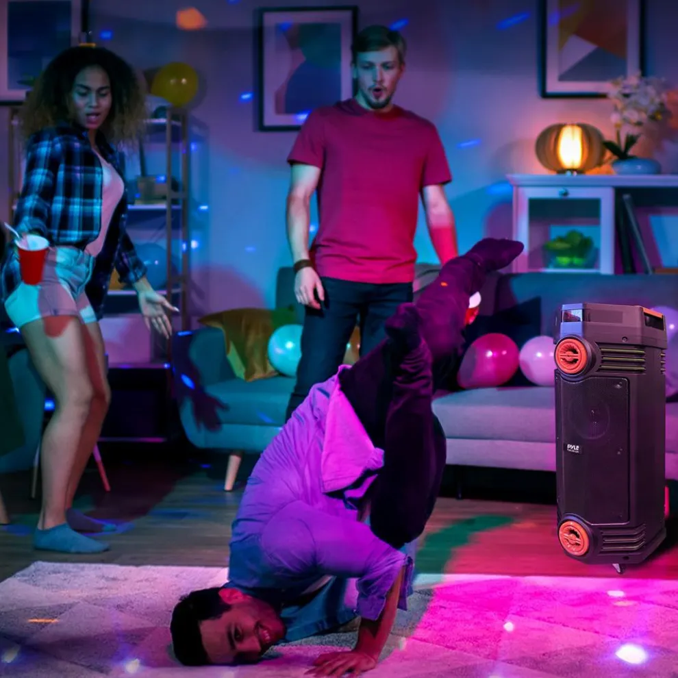 Portable Bluetooth PA Speaker 300W Rechargeable LED Lights Indoor/Outdoor