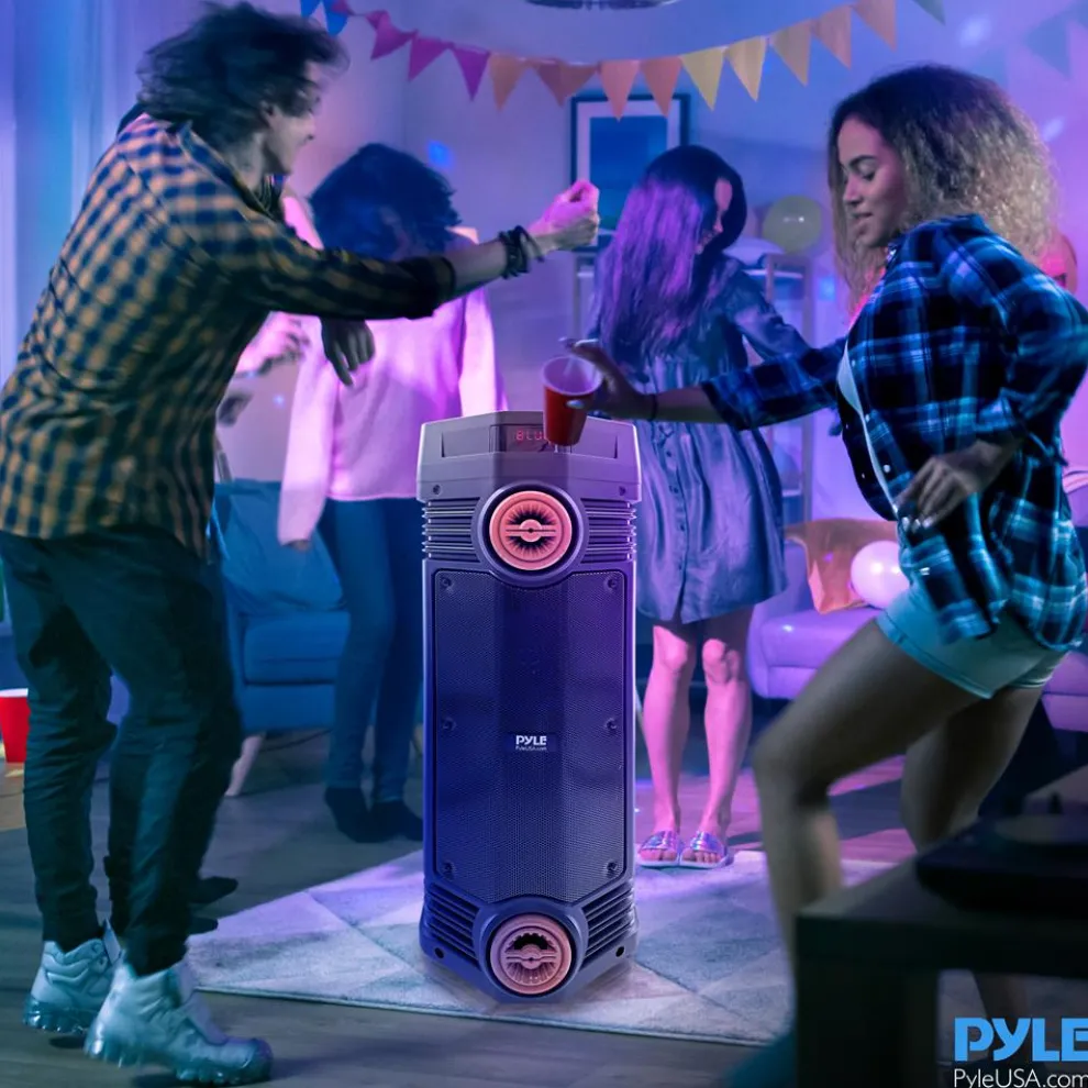 Portable Bluetooth PA Speaker 300W Rechargeable LED Lights Indoor/Outdoor