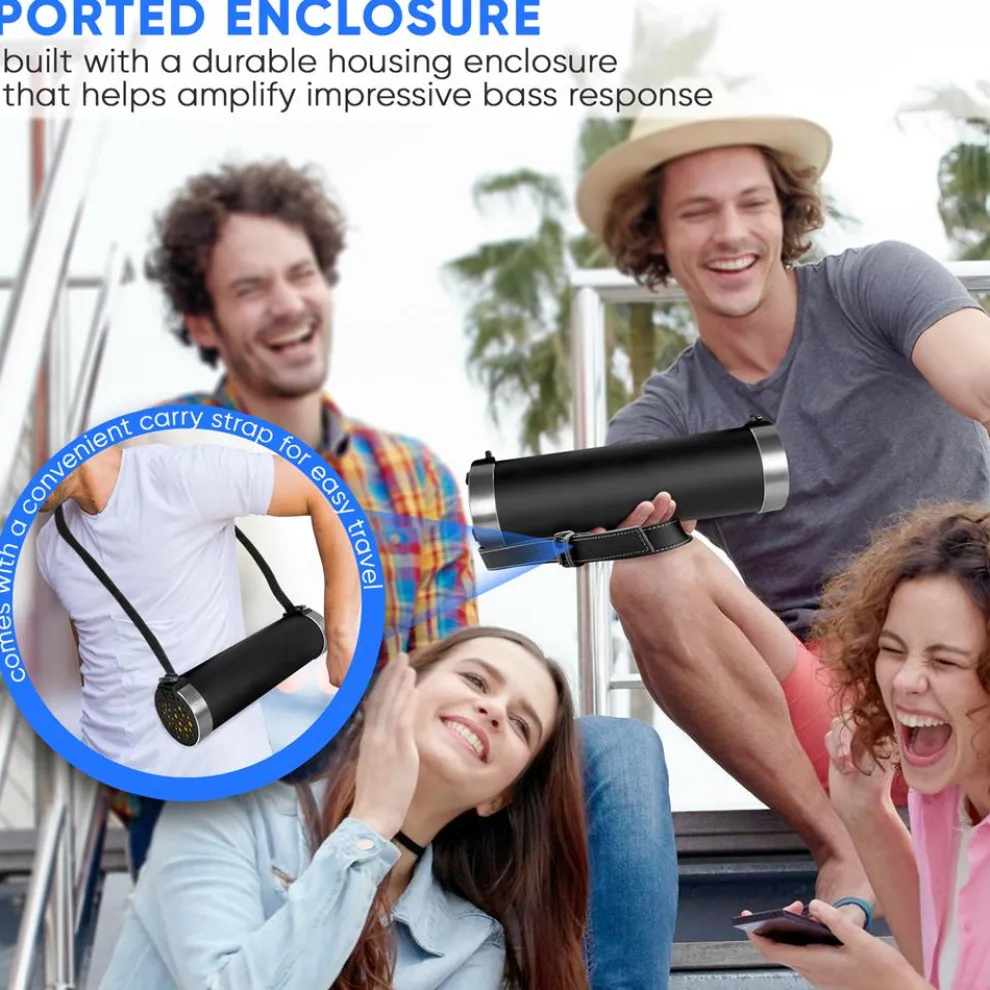 Portable Bluetooth Boombox, Rechargeable, Hi-Fi Stereo, FM Radio