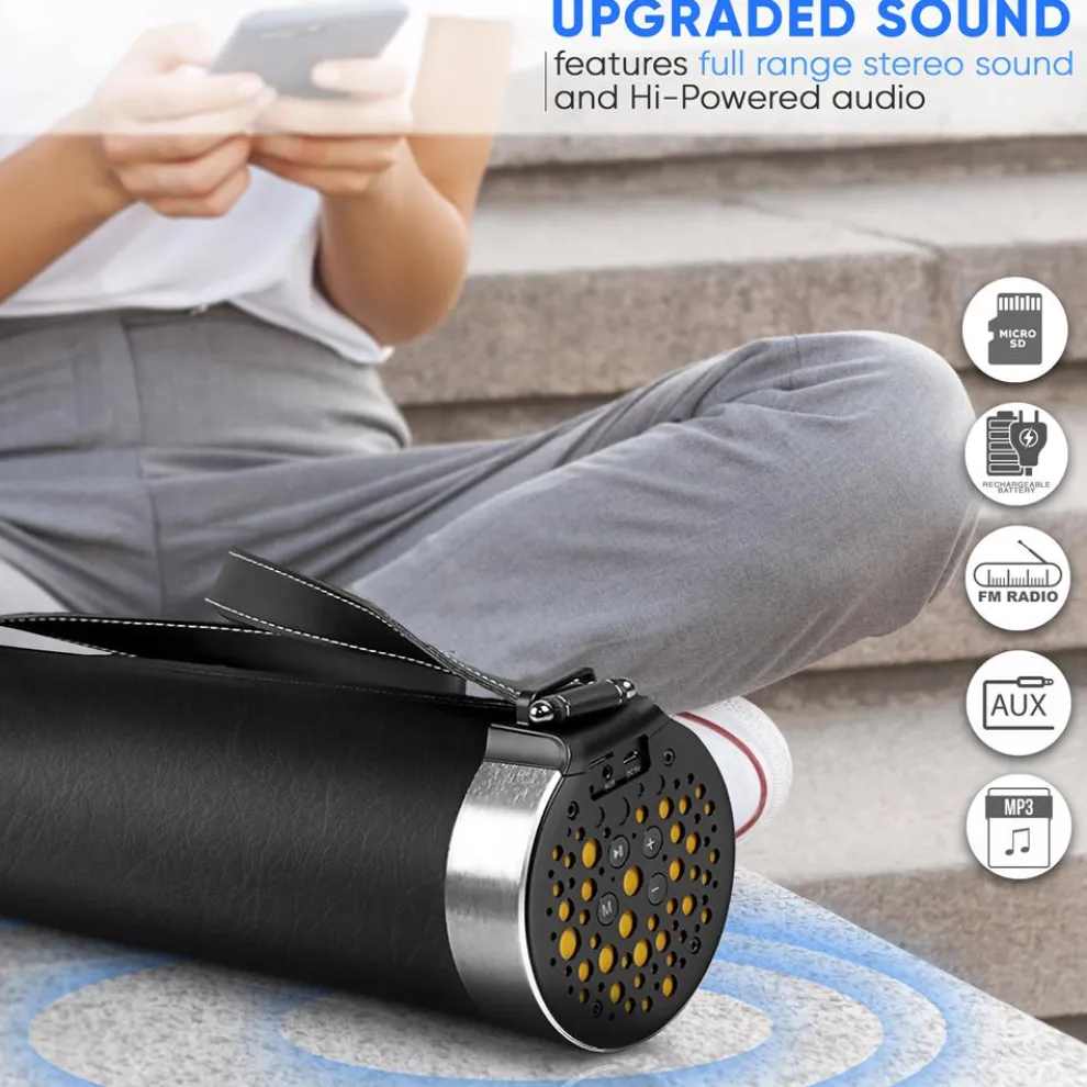 Portable Bluetooth Boombox, Rechargeable, Hi-Fi Stereo, FM Radio