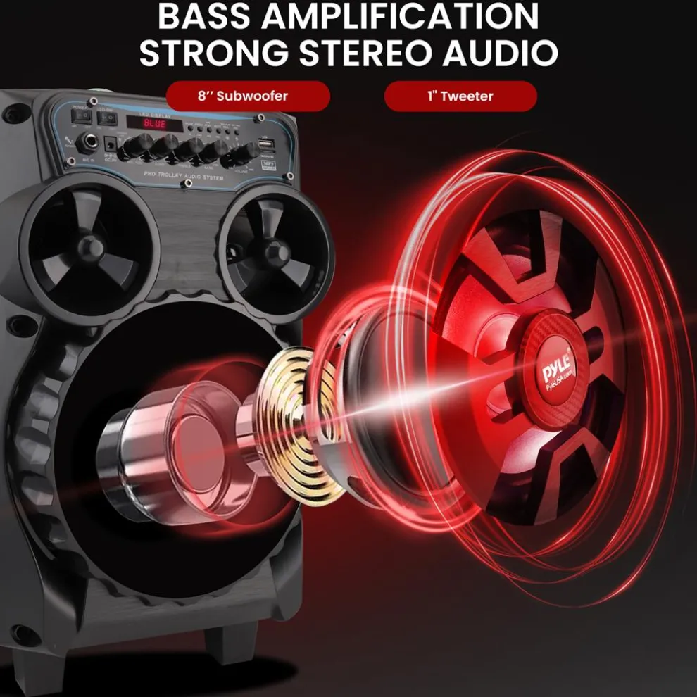 Portable Bluetooth PA Speaker 580W Rechargeable LED Party Lights