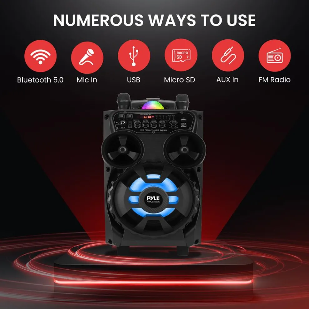 Portable Bluetooth PA Speaker 580W Rechargeable LED Party Lights