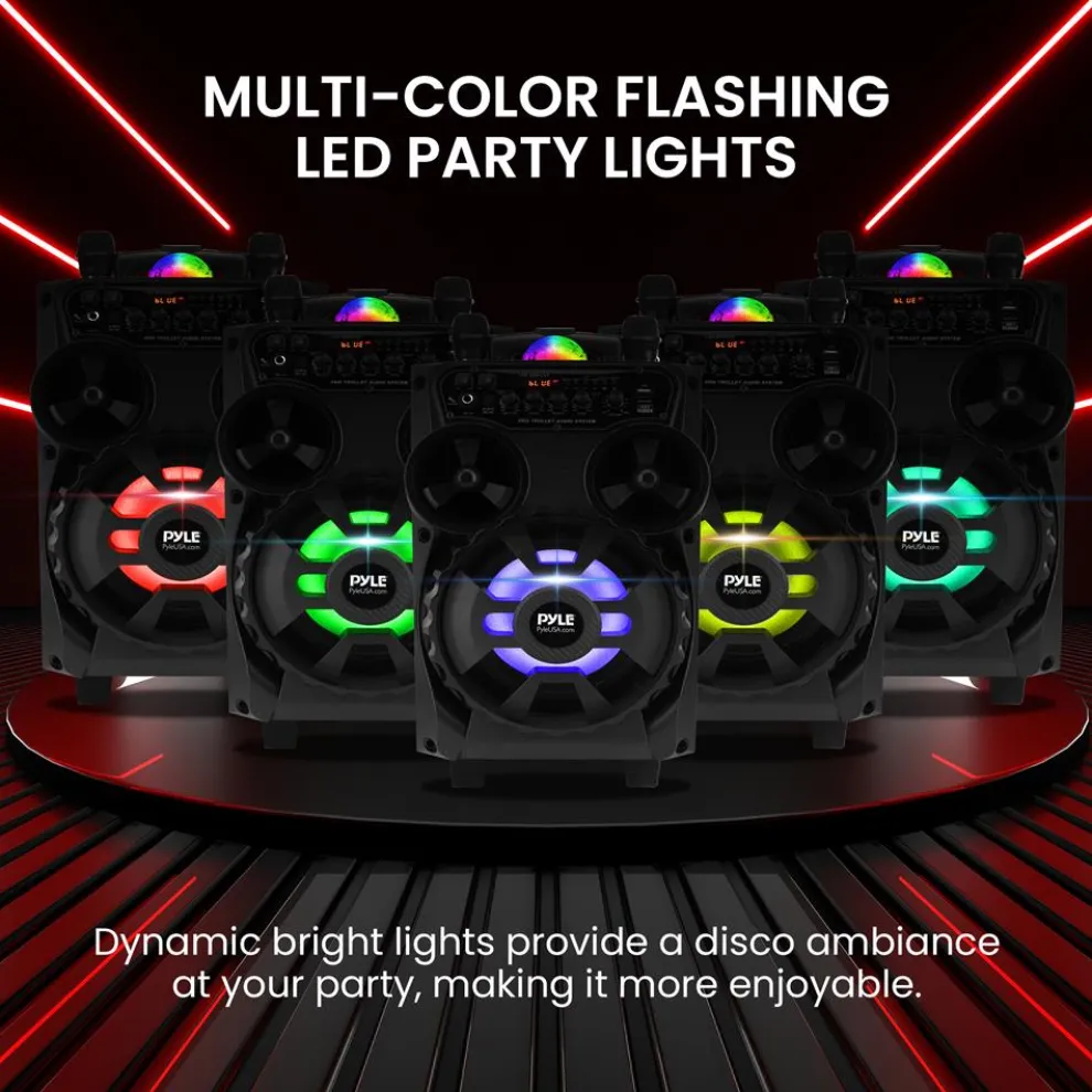 Portable Bluetooth PA Speaker 580W Rechargeable LED Party Lights