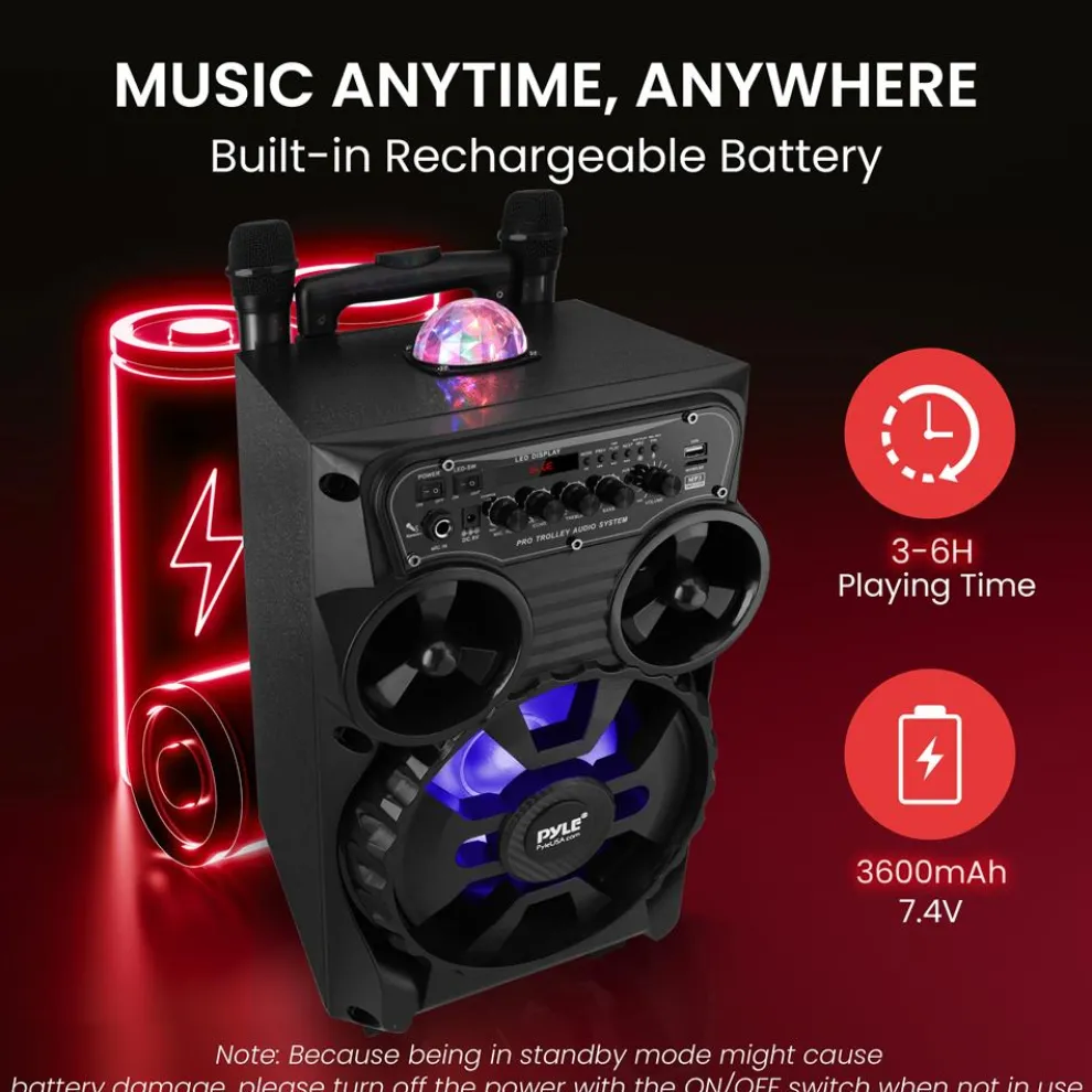 Portable Bluetooth PA Speaker 580W Rechargeable LED Party Lights