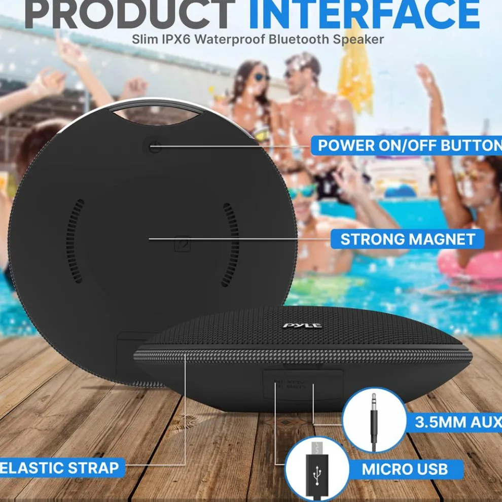 Portable Bluetooth Speaker, Loud Sound, IPX7 Waterproof, Mini, Black