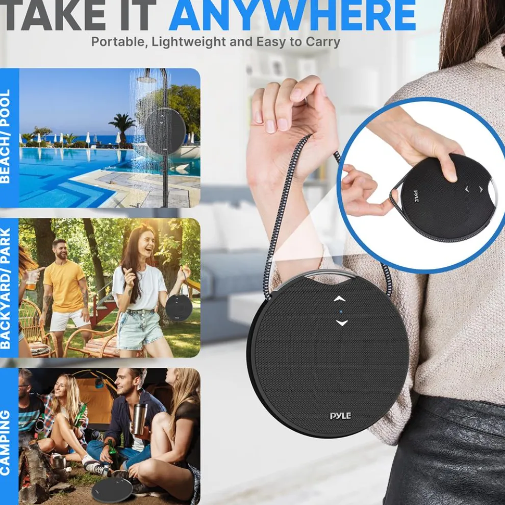 Portable Bluetooth Speaker, Loud Sound, IPX7 Waterproof, Mini, Black