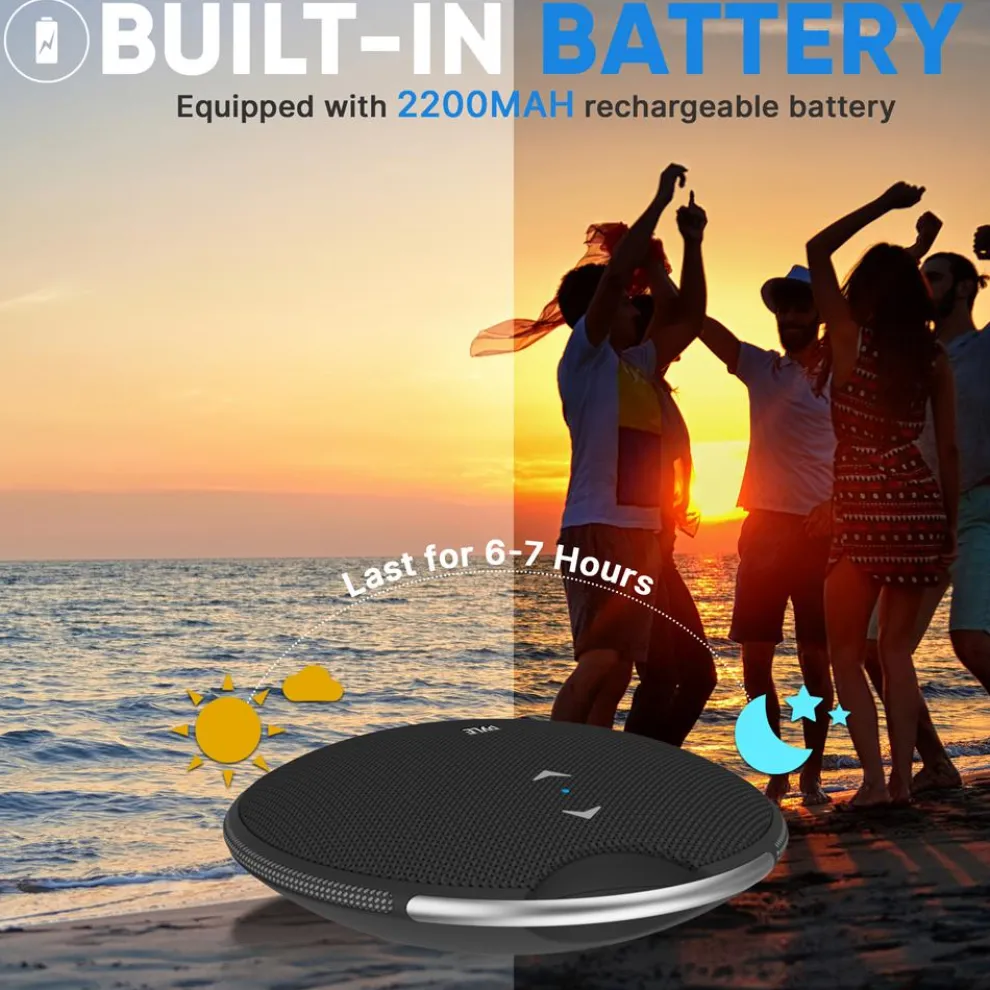 Portable Bluetooth Speaker, Loud Sound, IPX7 Waterproof, Mini, Black