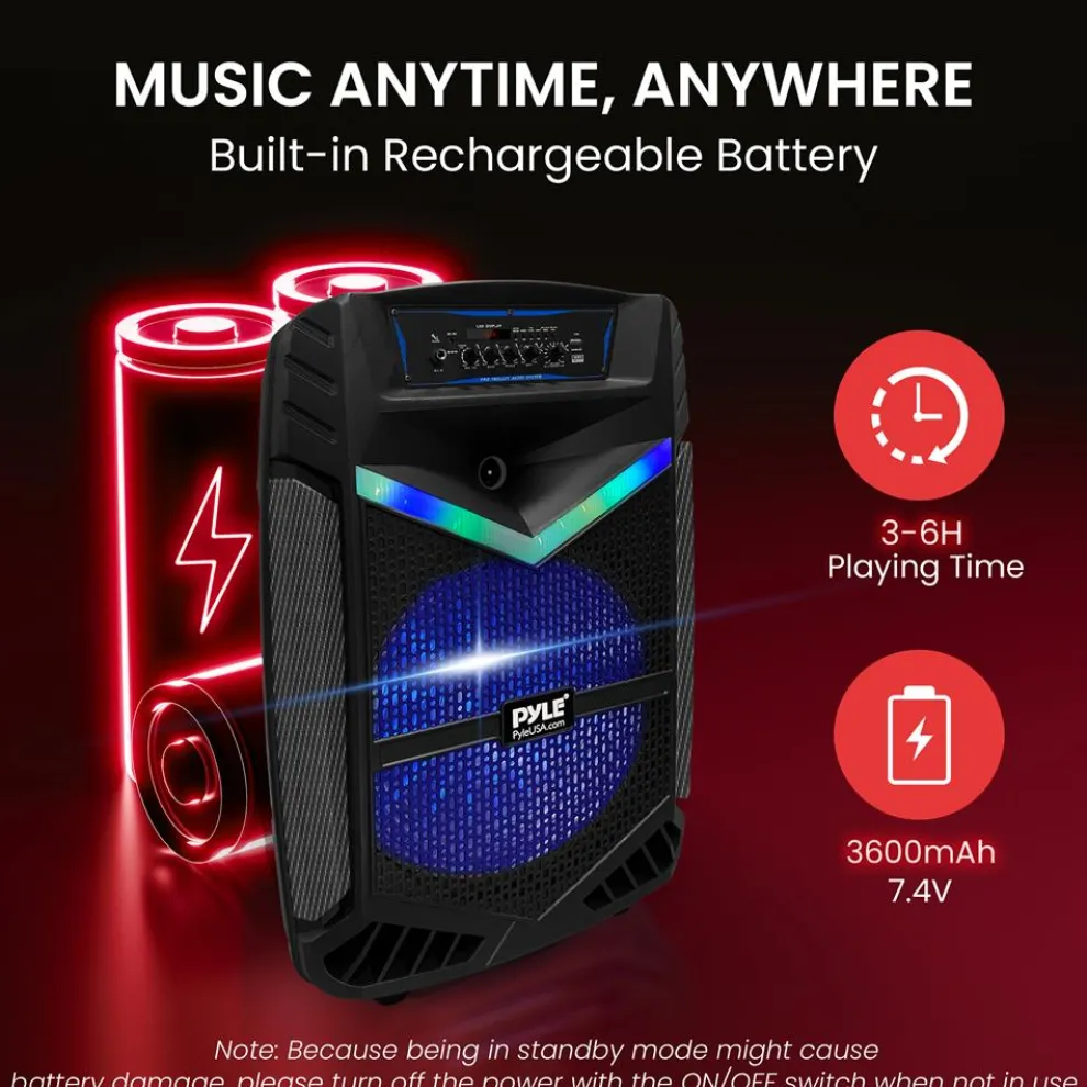 Portable Bluetooth PA Speaker 1200W Rechargeable 15
