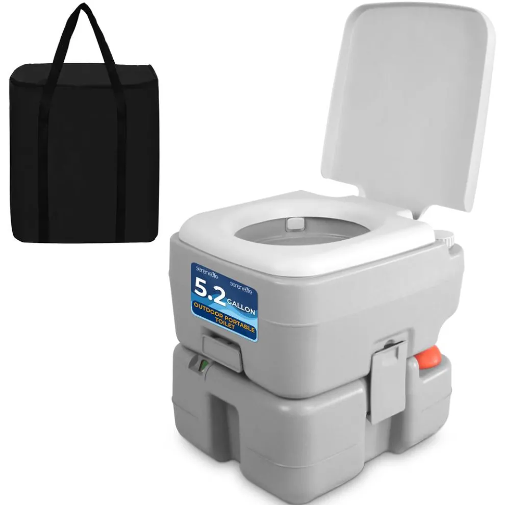 Portable Camping Toilet, Leak-Proof, 5.3 Gal Waste Tank, Easy Clean
