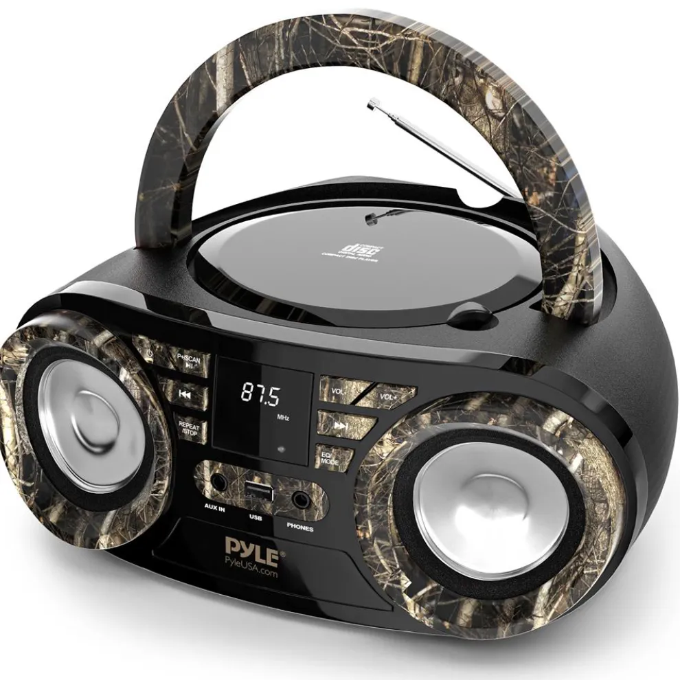 Portable CD Player Boombox, Wireless Streaming, 50W, LED Display, White