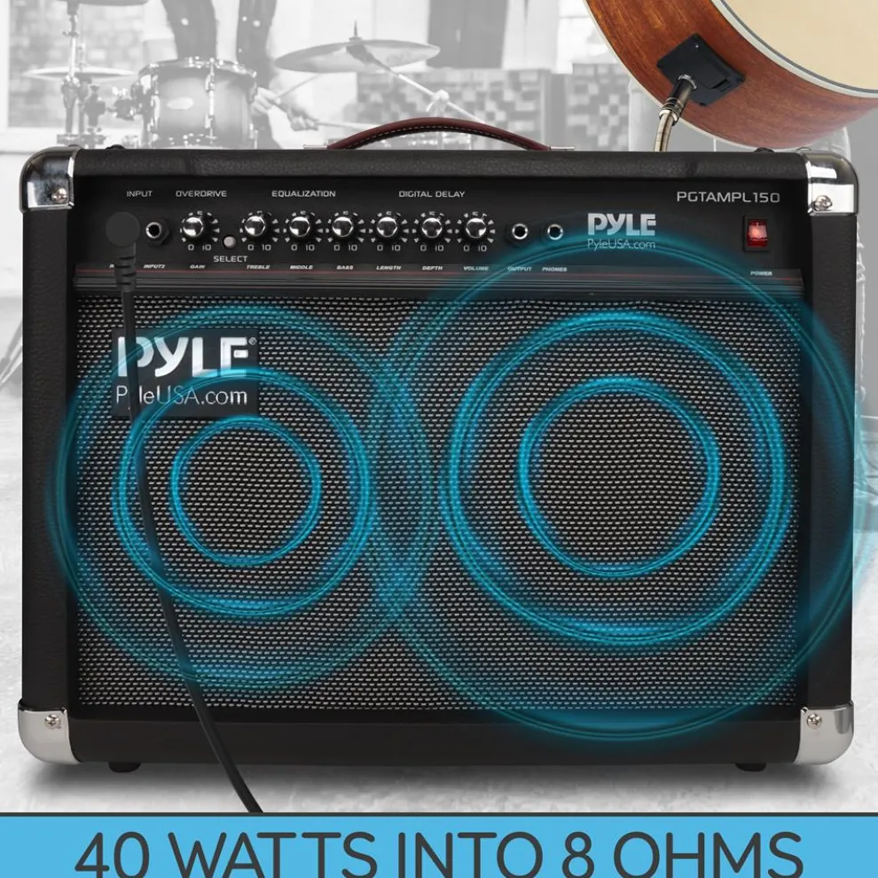 Portable Guitar Amp 40W High-Def Speakers Lightweight Wood Construction