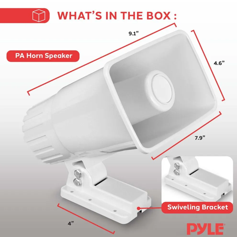 Portable PA Horn Speaker, Clear Sound, 65W, Adjustable Bracket
