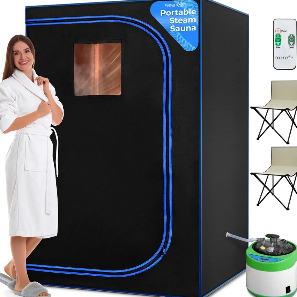 Portable 2-Person Sauna Tent, Detox & Relax, 4L Steamer, 2 Chairs, Black