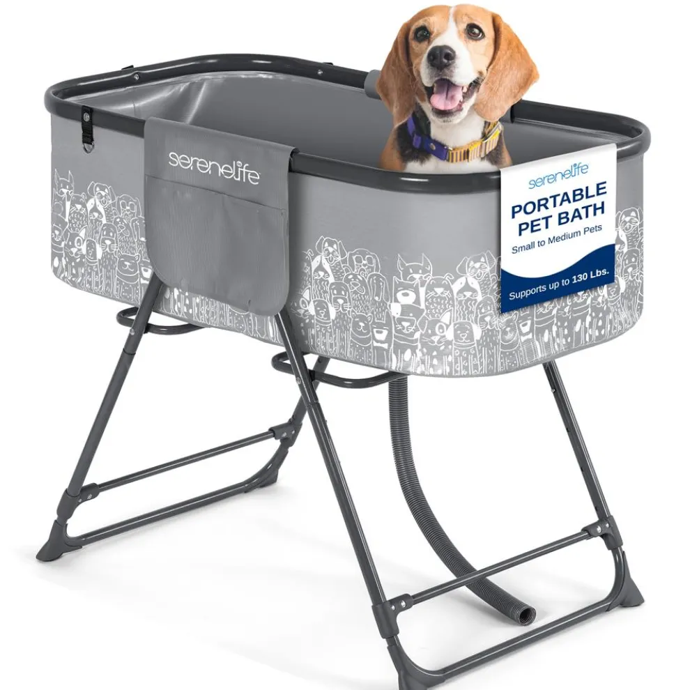 Portable Pet Bath Tub, Easy Clean, Marine Grade PVC, Gray