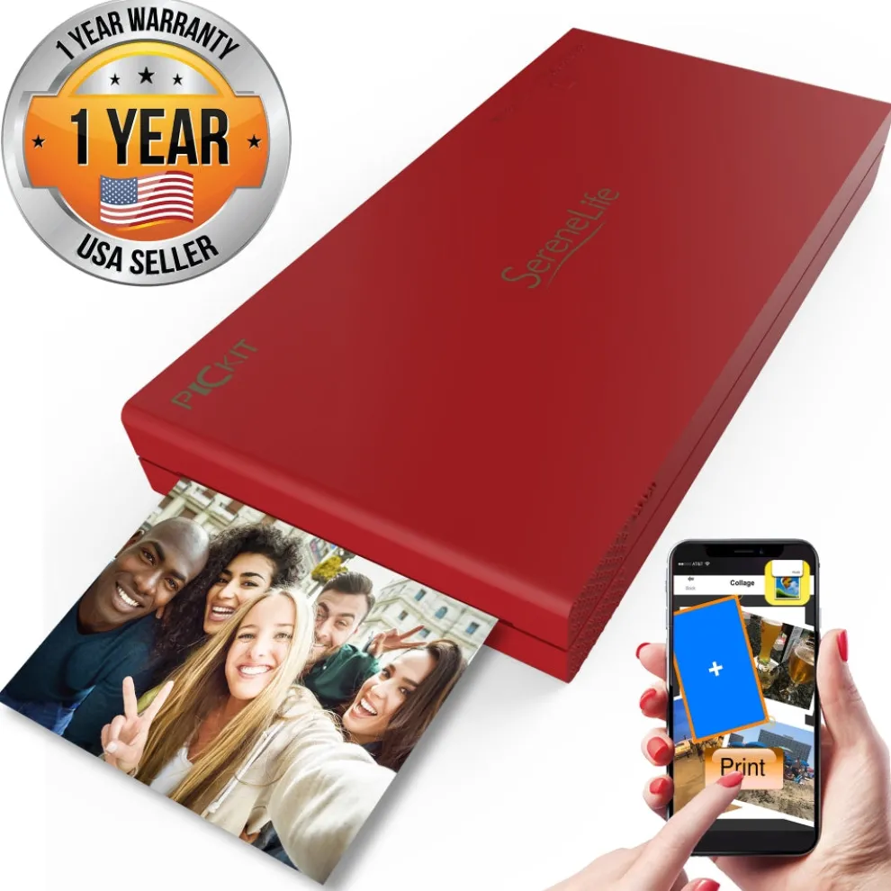 Portable Photo Printer - Instant Wireless Prints, 291dpi, Red